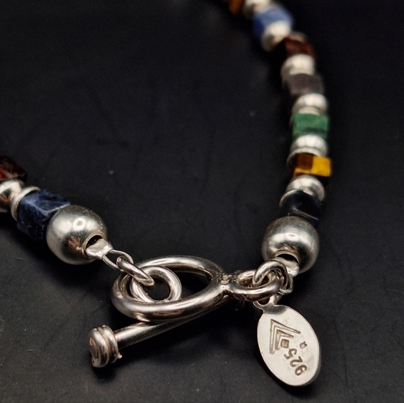 Silpada B0817 Mixed Natural Stone Beaded Bracelet .925 MEX Toggle *comfortable - Picture 3 of 7